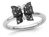 1/20 Carat (ctw) Accent Diamond Butterfly Ring in Sterling Silver
